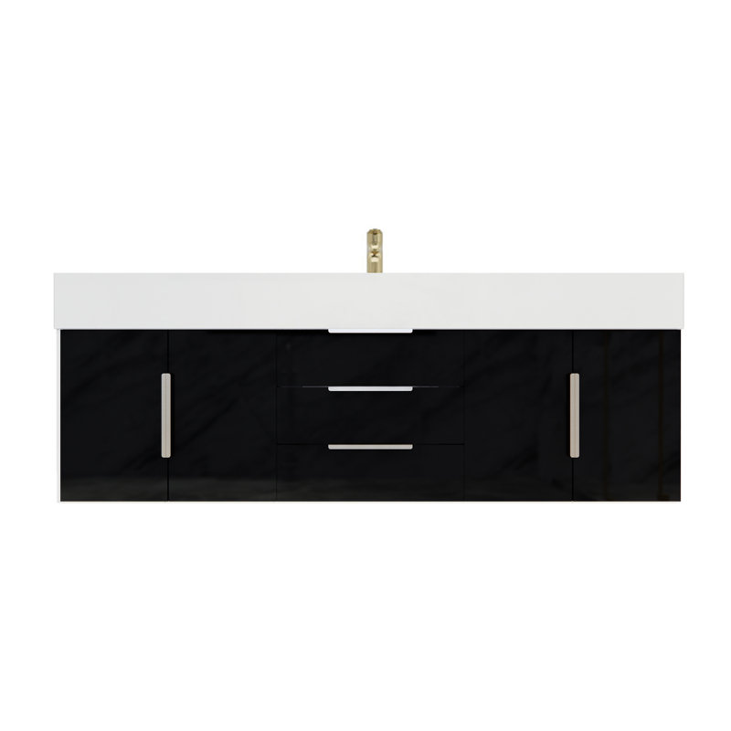 Glasgow 59'' Bathroom Vanity with Acrylic Top, High Gloss Black