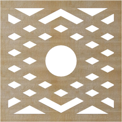 26"OD x 6 3/4"ID x 3/8"T Chevron Wood Fretwork Pierced Ceiling Medallion, Raw MDF