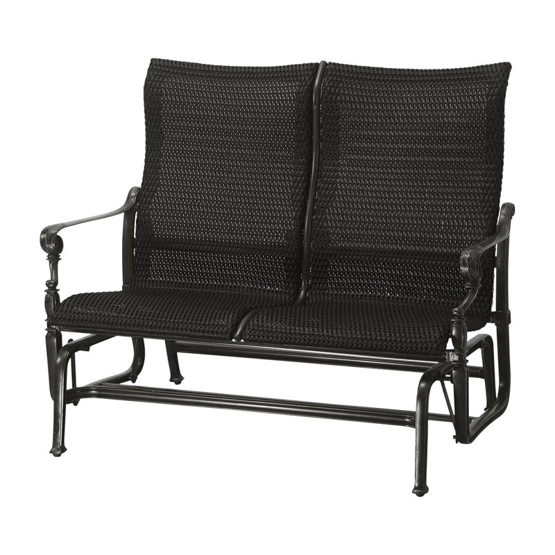Grand Terrace Woven High Back Loveseat Glider, Vintage, Mahogany