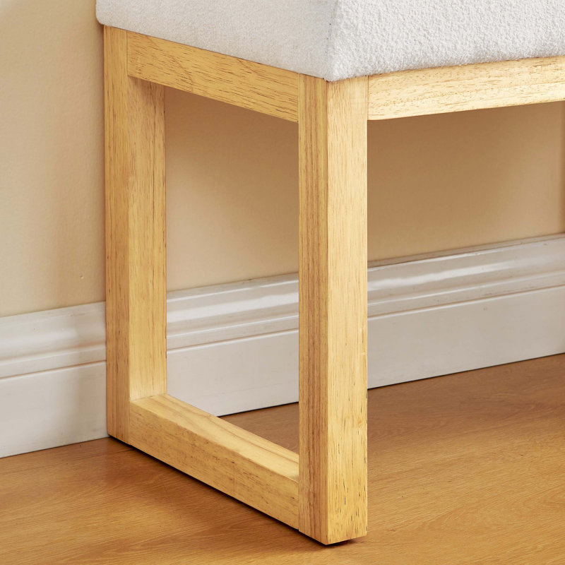 Banc à chaussures en bois avec assise rembourrée et siège autoportant peu encombrant, Beige, Beige