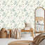 Rouleau de papier peint pelez et collez, motif d'eucalyptus vert sauge amovible, motif floral naturel, l 17,7 po x H 118 po-129704659