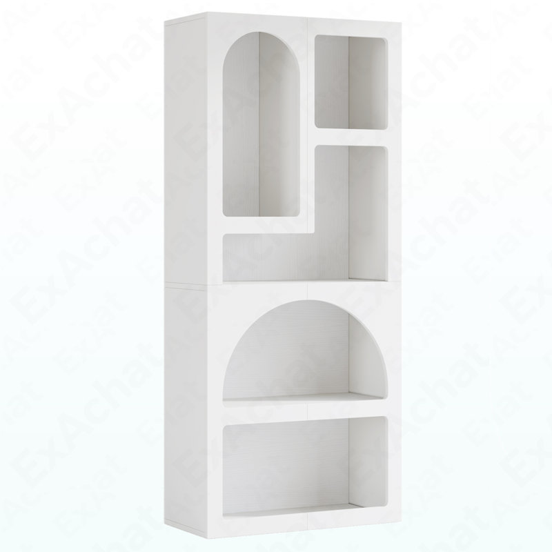 Bibliothèque 70,8 ", bibliothèque géométrique avec 5 tablettes de rangement irrégulières