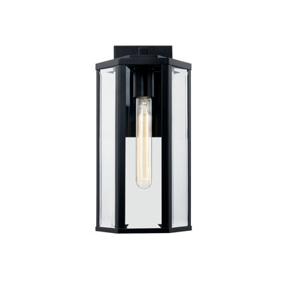 Fusion - Edgeworth Outdoor Wall Sconce - Matte Black - Clear Glass Shade - 1-Light - 7”L x 7”W