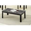 Ensemble de 3 pièces Table basse rectangulaire de style traditionnel Table de bout carrée Pieds en bois Finition noire Plateau en faux marbre Finition grise