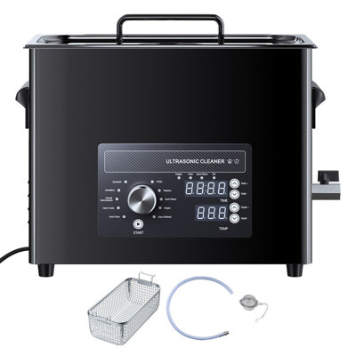 Nettoyeur à ultrasons 6L, nettoyeur à ultrasons professionnel avec commande à bouton, machine de nettoyage en acier inoxydable avec panier et boule de nettoyage, pour montres, rasoirs, bijoux, pièces de monnaie et plus