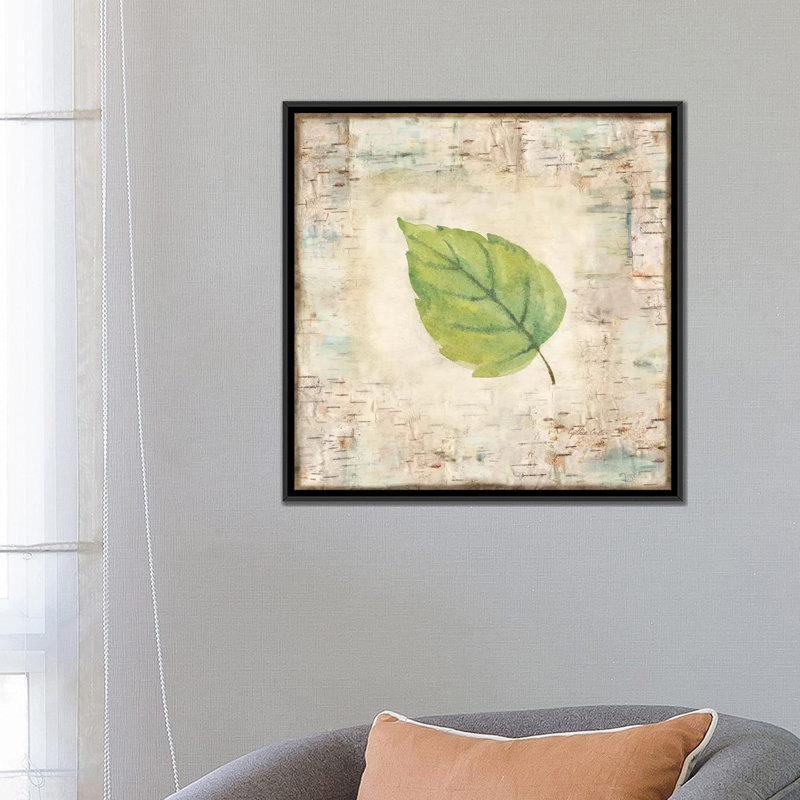 « nature walk leaves iv », impression sur toile, H 18 po x l 18 po x P 1,5 po, Toile avec cadre noir, Pas de tapis