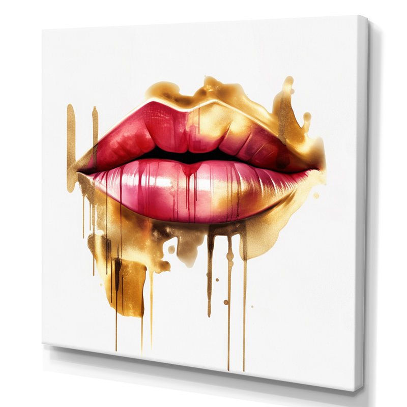 Red Lips Of Luxury III - art mural tendance, H 16 po x l 16 po x P 1 po, Toile tendue