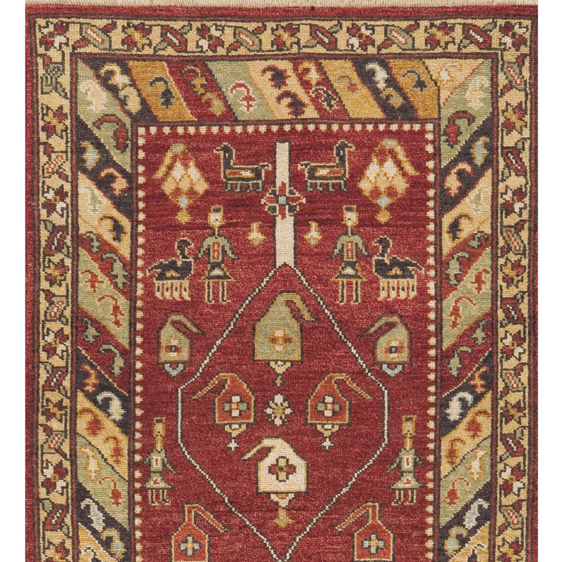 Wool Oriental Area Rug in Black/Red/Beige/Green, Runner 2'6'' x 20'