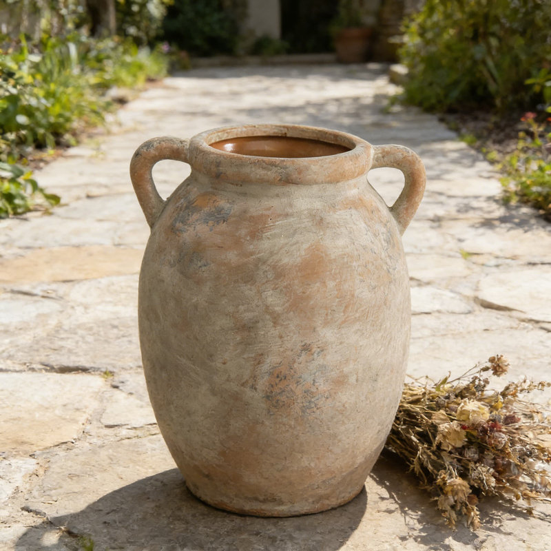 Handcrafted Ceramic Vase For Home Decor - Rustic Farmhouse Style Decorative Pottery With Waterproof Interior, Ideal For Fresh Flowers, Dried Florals, And Table Centerpieces