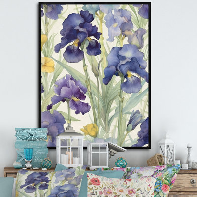 Impression mauve et verte d'Iris I sur toile