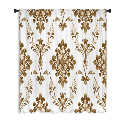 Rideaux à motif floral damassé, rideaux transparents et occultant - 1 panneau (occultant qui filtre beaucoup de lumière)