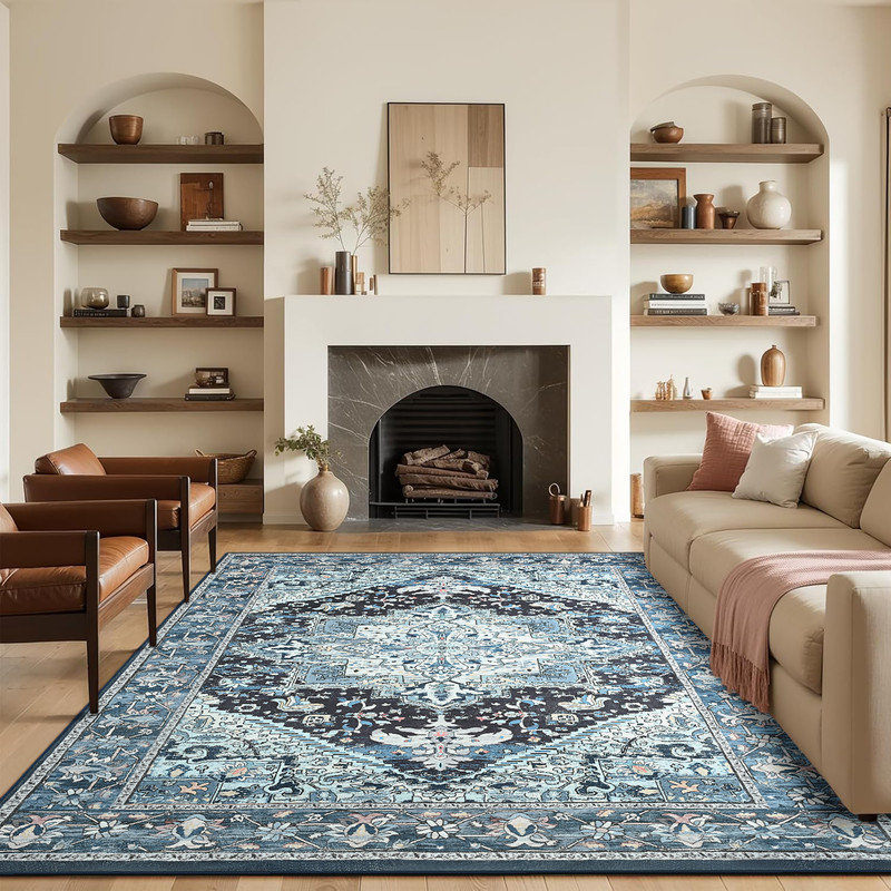 Fillender Washable Soft Vintage Rug Fashion Floral Rug For Living Room Dorm Decor, Rectangle 10' x 14'