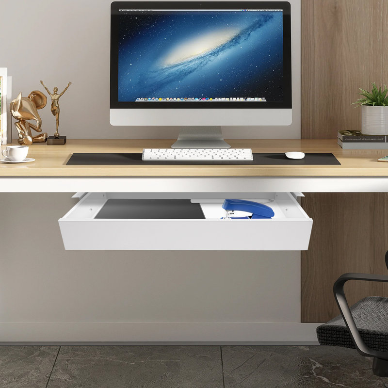 Rangement de tiroir coulissant sous le bureau, Blanc