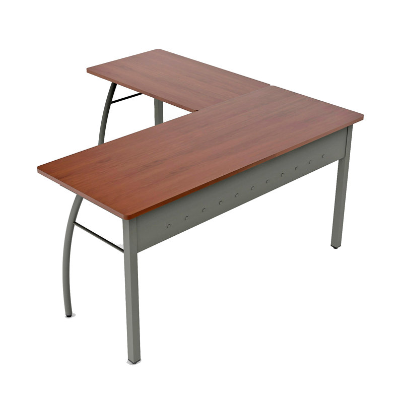 Bureau en forme de L réversible Dudley, Cerise / Gris