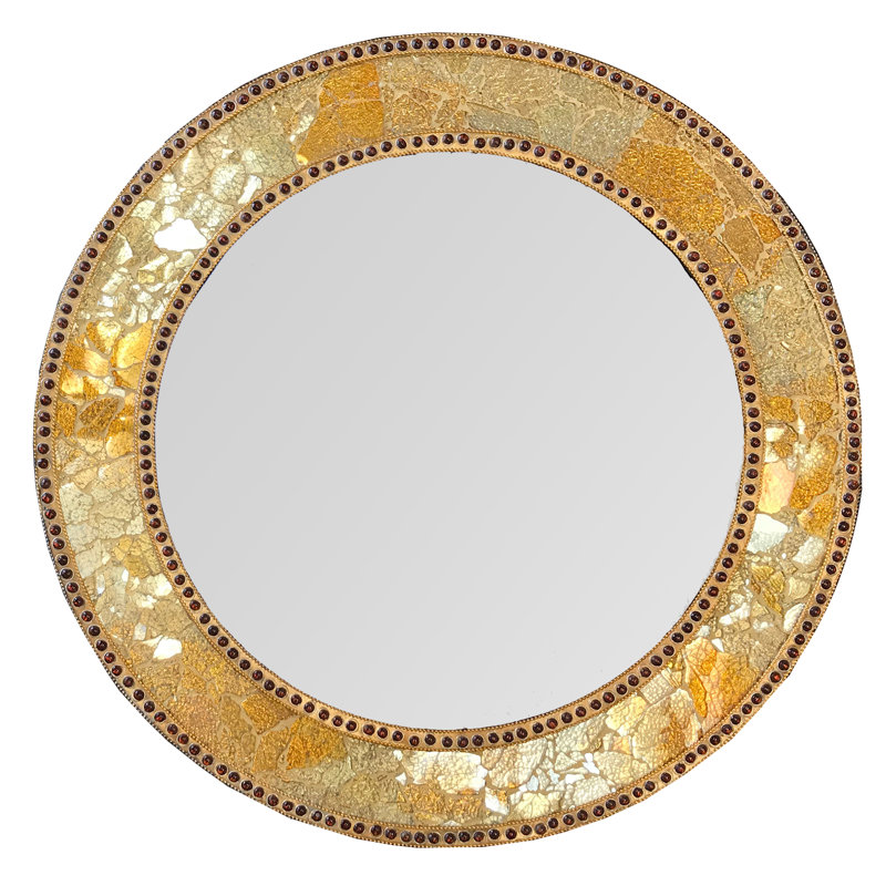 Cobberas Manufactured Wood, Glass Round Wall Mirror, Gold