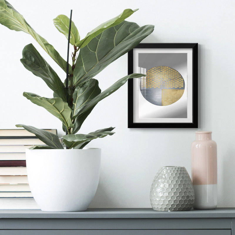 Printed Gold Orbit II -Framed Print, Black