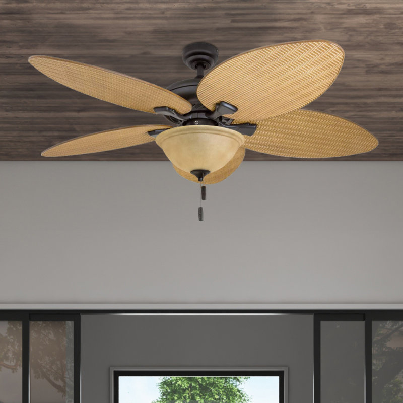 52" Palm Valley Tropical 5 Blade LED Ceiling Fan, Bronze