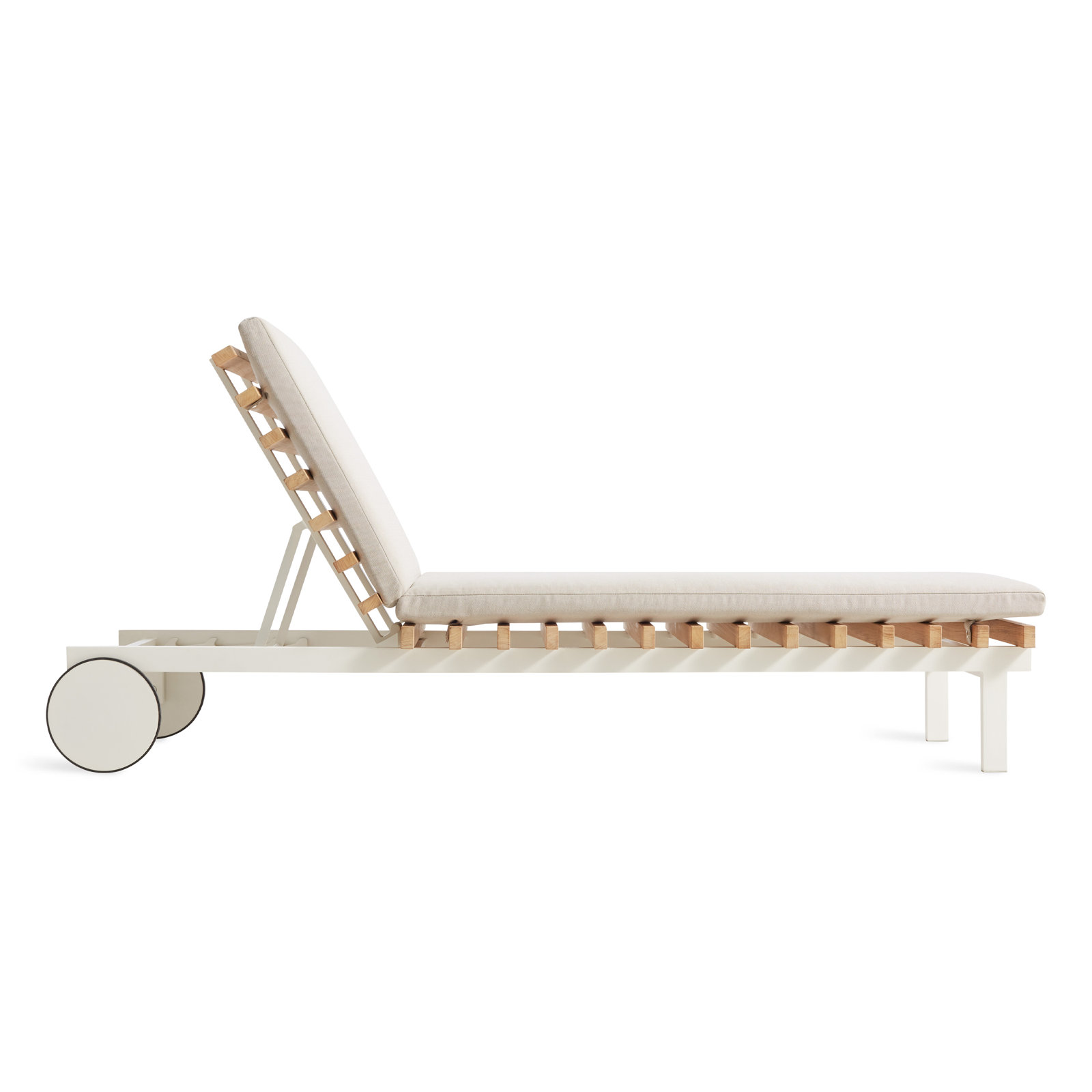 Perch 26'' Outdoor Powder Coated Aluminum Chaise Lounge, Sunbrella Linen, White