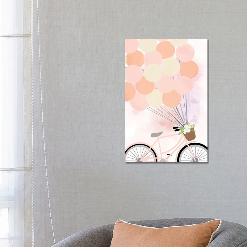 Bike Ride With Balloons by Anna Quach - Wrapped Canvas Print, 66.04 cm H x 45.72 cm W x 1.91 cm D