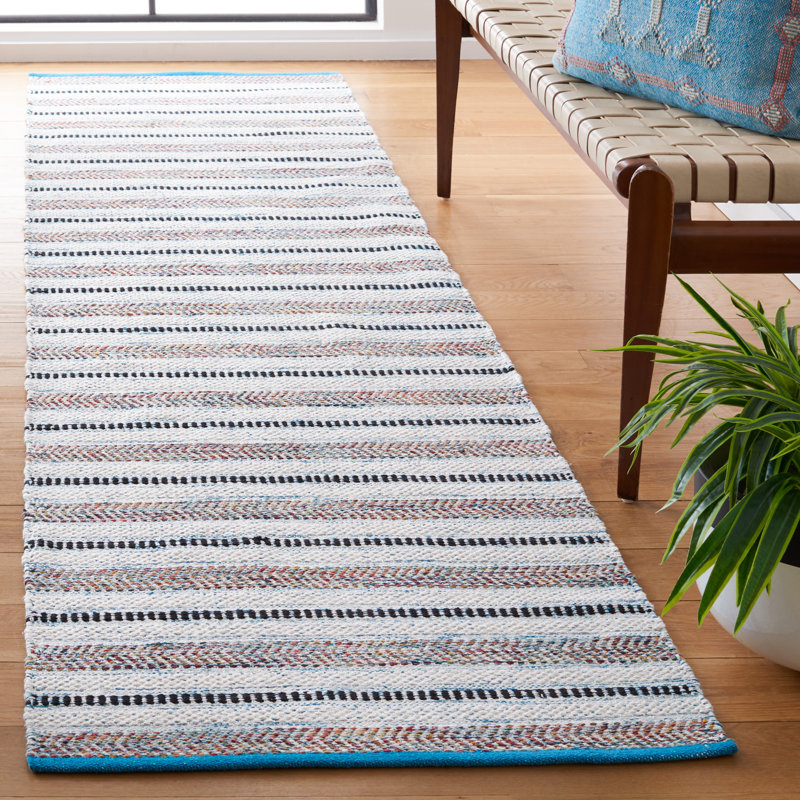 Gavankar Flat Weave Cotton Striped Rug, Runner 2'3" x 9'