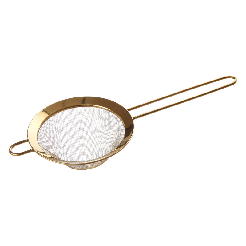 Canora Grey Dobson Mesh Food Strainer, 8cm H x 33cm W x 14cm  D, Gold