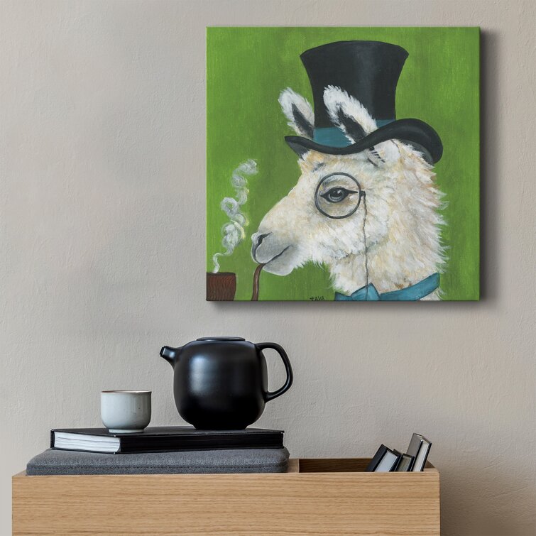 Llama And Pipe Framed On Canvas Print