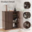 Large 2-Piece Wall Unit Bookcase Set, 71" H Storage Cabinet With Double Doors And Open Bookshelf Organizer Walnut