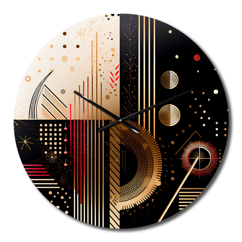 Boho Chic Celebration Geometric Circle Art - Abstract Spirals Wall Clock, Medium