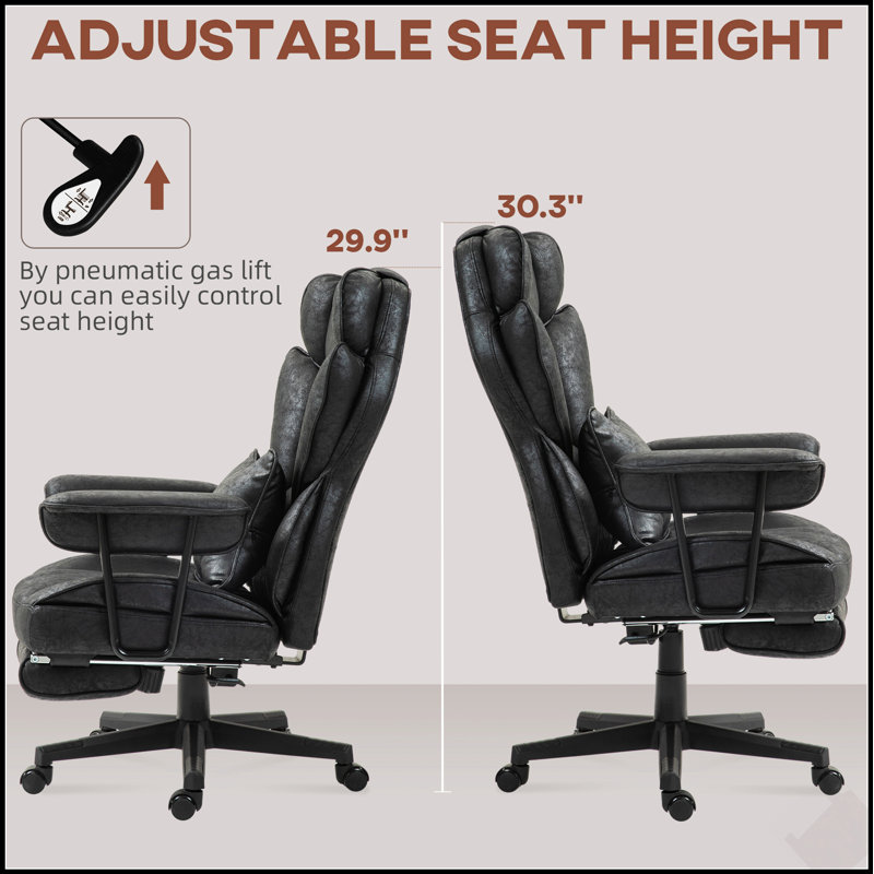 Fauteuil de bureau de massage avec 6 points de vibration, soutien lombaire chauffant et inclinaison réglable pour un confort ultime