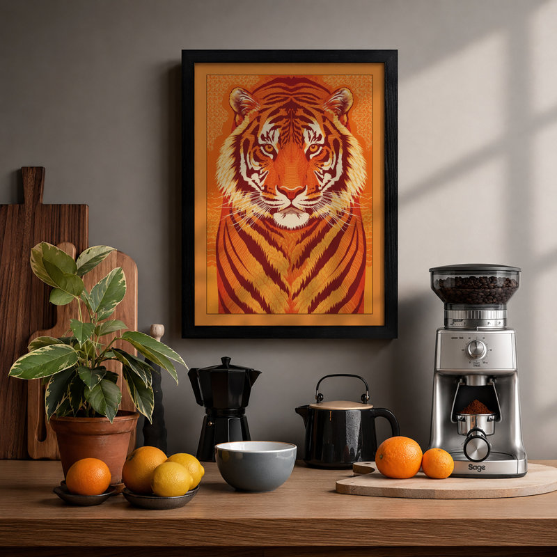 Tiger's Gaze Modern - Framed Print, A4 - 29.7 x 21.0 cm, Black