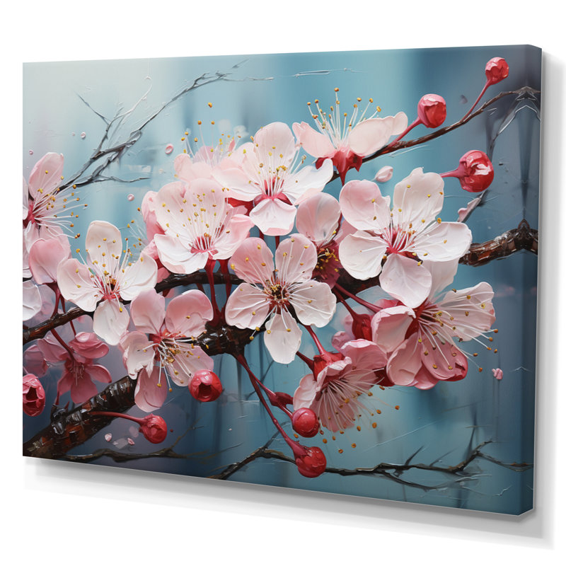 Fleur de pommier Impasto II - impression, H 34 po x l 44 po x P 1,5 po, Toile tendue