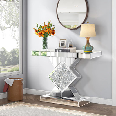 80cm Glass Top Console Table