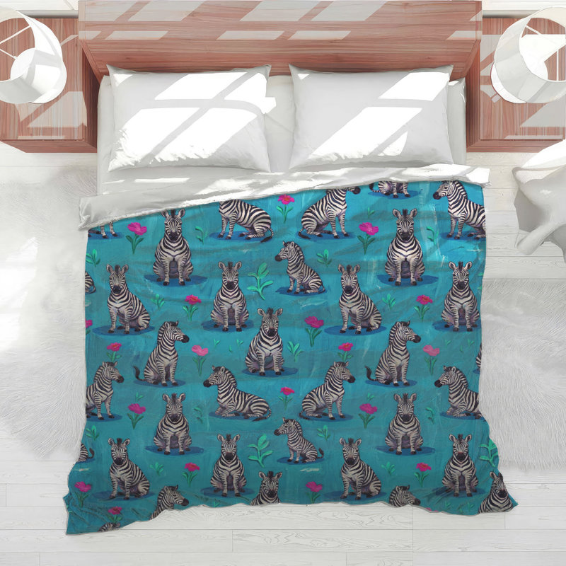 Édredon zébré à motif floral, Twin