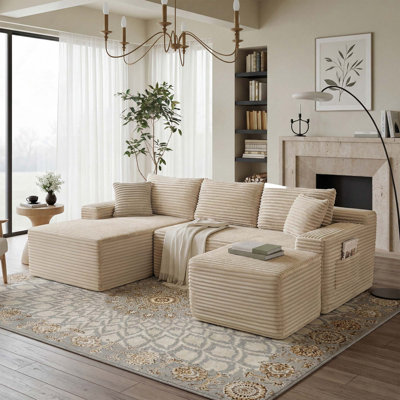 Canapé modulaire en U avec siège profond, aucun assemblage requis, livraison facile, confort semblable à un nuage, design polyvalent, adapté aux familles