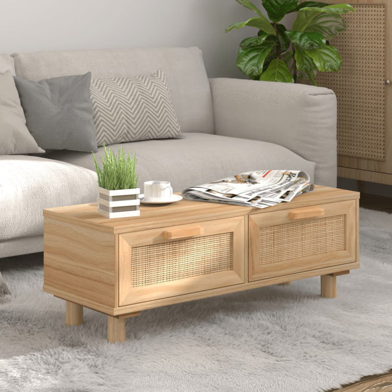 Felixstowe Four Leg Coffee Table with Storage, Brown