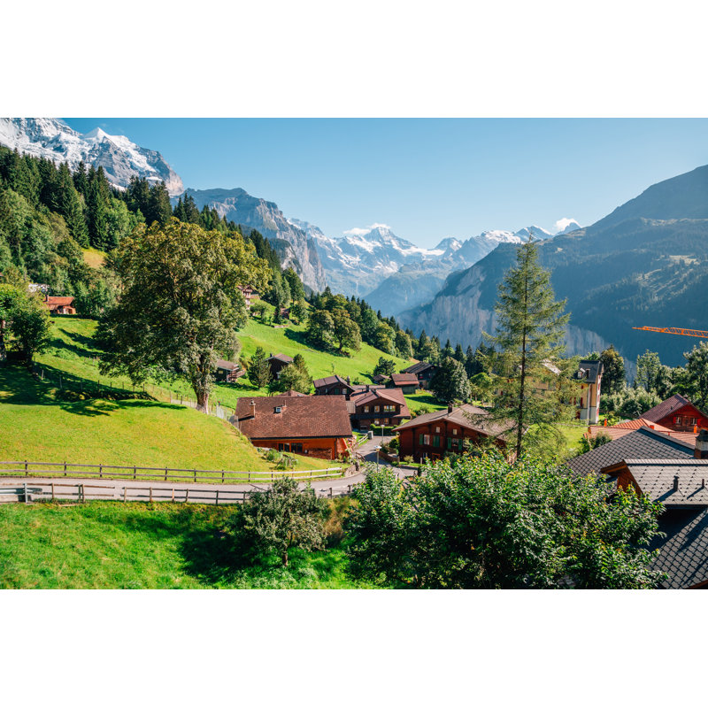 Fite Wengen Village In Switzerland - Wrapped Canvas Print, 30cm H x 46cm W 3.8cm D