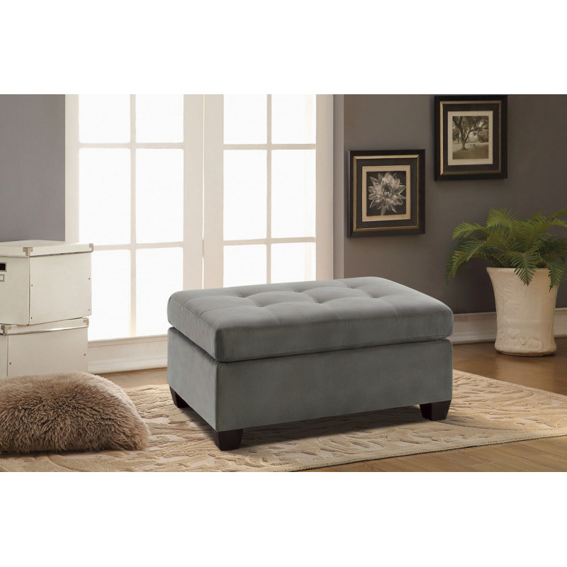 Repose-pieds moderne et contemporain en microfibre Farrwood de 37,5 po avec détails touffetés raffinés, structure en bois massif durable et contreplaqué
