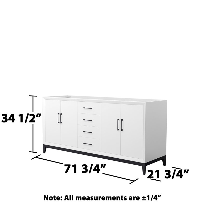 71.75'' W Double Bathroom Vanity Base, White/Black
