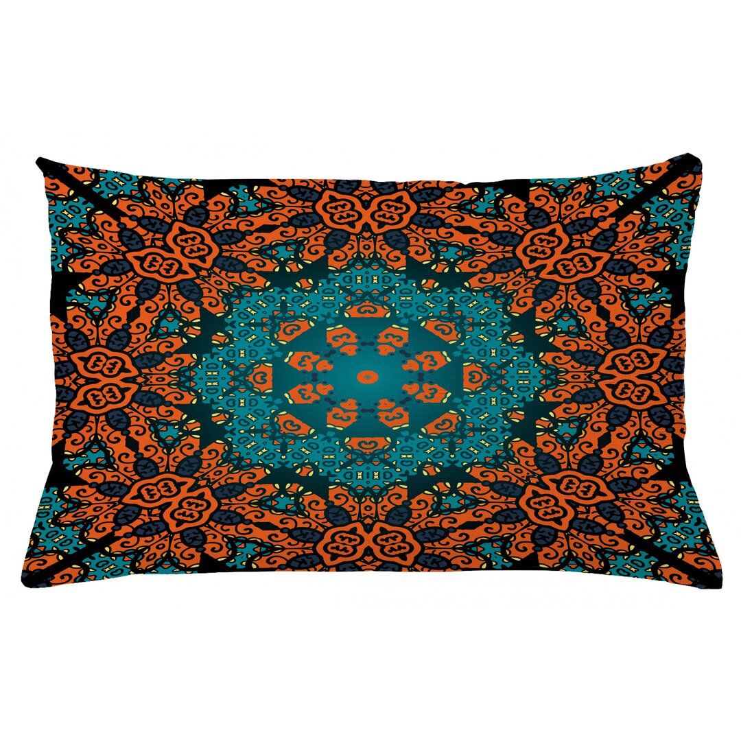 Kissenbezug, Floral Boho Hippie, Psychedelisch, Teal orange