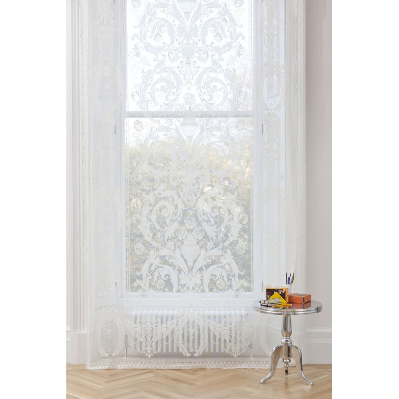 Birydiana Cotton Blend Sheer Single Curtain Panel, Ivory, 175 W x 320 D cm