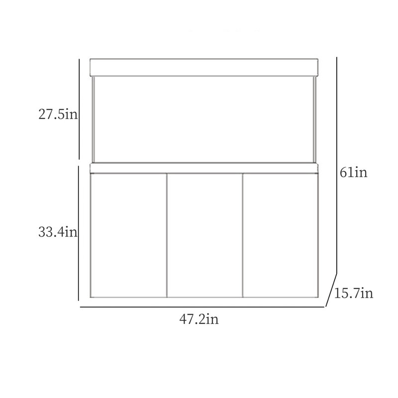 Black Rectangular Floor Standing Aquarium Tank, 76 Gallon (61" H x 47.2" W x 15.7" D)