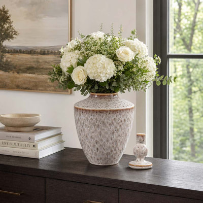 Stoneware Decorative Vase with Textured Design and Removable Lid - Modern Accent Piece