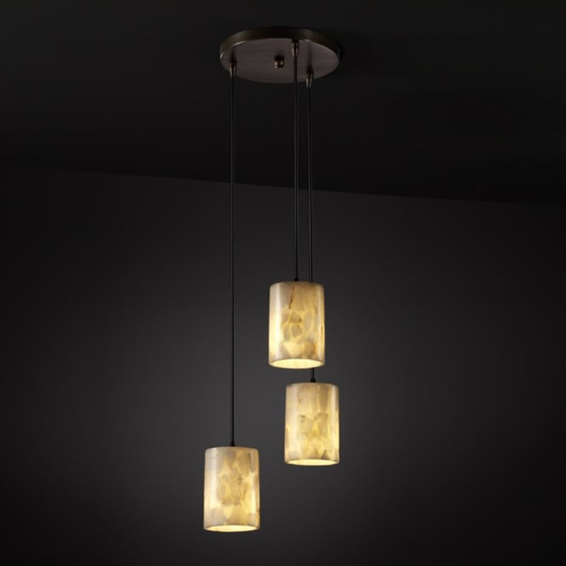 Suspension cylindrique en grappe 3 lumières Asae, Bronze foncé
