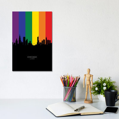 Chicago Illinois Skyline Rainbow Flag by Michael Tompsett - Wrapped Canvas Gallery-Wrapped Canvas Giclée