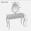 Meuble-lavabo de luxe avec miroir ovale, 3 tiroirs et sculptures complexes-346844350