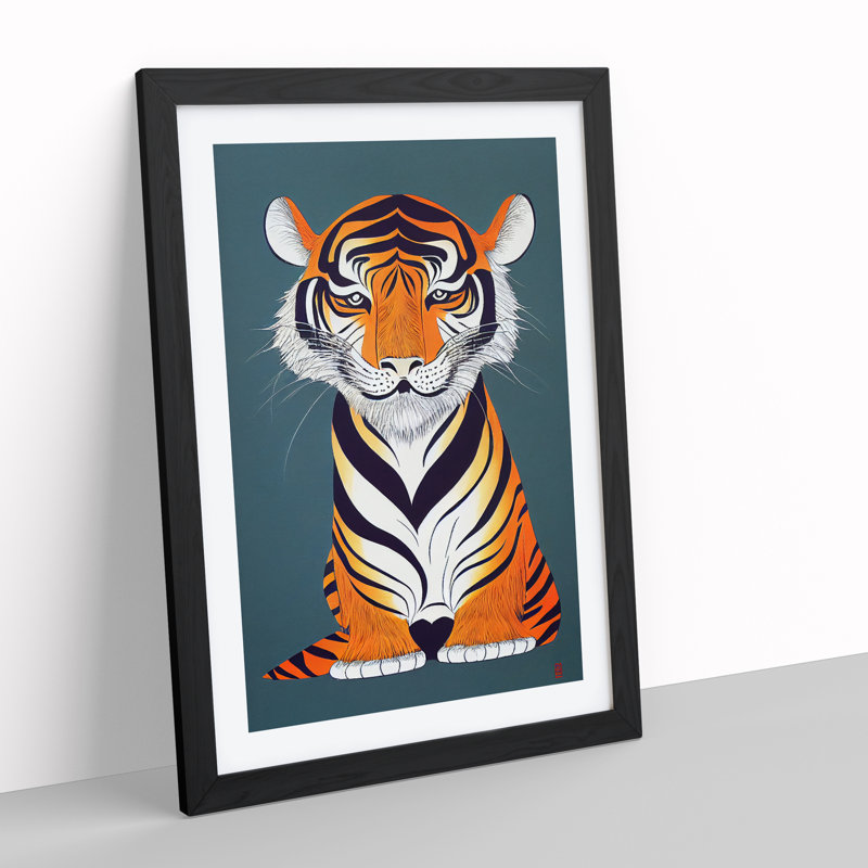 Young Tiger - Single Picture Frame Print, Black, 64cm H x 46cm W x 2cm D
