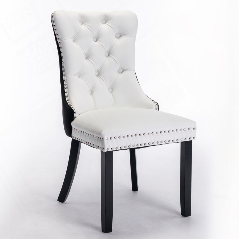 Chaise rembourrée en polyuréthane et velours, Blanc/Noir