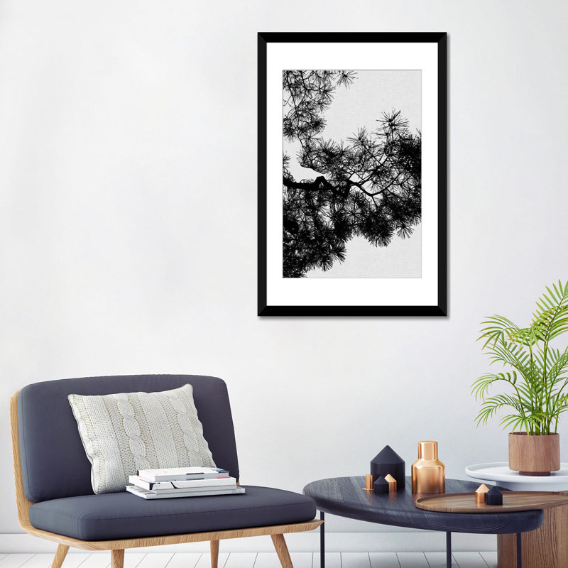 « pin tree », impression sur toile, H 32 po x l 24 po x P 1 po, Papier d'art encadré noir, Blanc