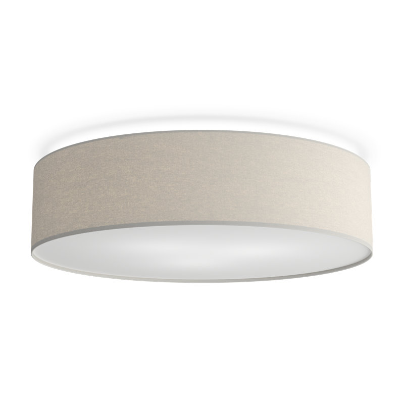 Fabric Flush Mount, White, 17.3cm H x 60cm W x 60cm D