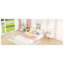 Lit double en bois avec tête de lit en forme de maison, blanc